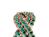 Rose gold Pavé Round Green Sapphire Infinity Twist Band with Shared Prong Setting_11