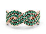 Rose gold Pavé Round Green Sapphire Infinity Twist Band with Shared Prong Setting_6