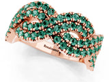 Rose gold Pavé Round Green Sapphire Infinity Twist Band with Shared Prong Setting_7
