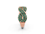 Rose gold Pavé Round Green Sapphire Infinity Twist Band with Shared Prong Setting_8