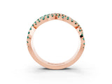 Rose gold Pavé Round Green Sapphire Infinity Twist Band with Shared Prong Setting_9