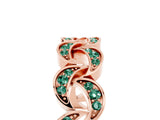 Rose gold Pavé Round Green Sapphire Interlocking Eternity Band with Bezel Prong Setting_11