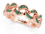 Rose gold Pavé Round Green Sapphire Interlocking Eternity Band with Bezel Prong Setting_7