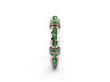 Rose gold Pavé Round Green Sapphire Link Band with Bezel Setting_32