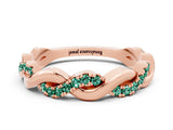 Rose gold Pavé Round Green Sapphire Twist Eternity Band with Shared Prong Setting_18
