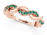 Rose gold Pavé Round Green Sapphire Twist Eternity Band with Shared Prong Setting_19