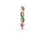 Rose gold Pavé Round Green Sapphire Twist Eternity Band with Shared Prong Setting_20