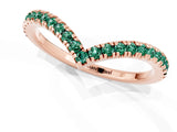 Rose gold Pavé Round Green Sapphire V-Shaped Chevron Band with Shared Prong Setting_7