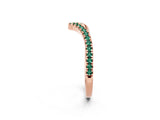 Rose gold Pavé Round Green Sapphire V-Shaped Chevron Band with Shared Prong Setting_8