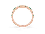 Rose gold Pavé Round Green Sapphire V-Shaped Chevron Band with Shared Prong Setting_9