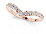 Rose gold Pavé Round Moissanite Chevron Band with Shared Prong Setting_7