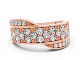 Rose gold Pavé Round Moissanite Crossover Band with Bead Prong Setting_6