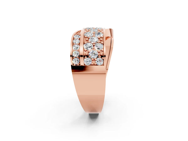 Rose gold Pavé Round Moissanite Crossover Band with Bead Prong Setting