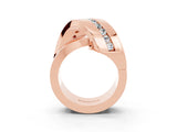 Rose gold Pavé Round Moissanite Crossover Band with Channel Setting_9