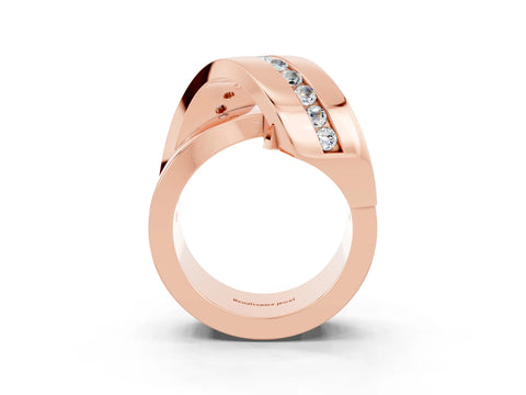 Rose gold Pavé Round Moissanite Crossover Band with Channel Setting_9