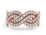 Rose gold Pavé Round Moissanite Infinity Twist Band with Shared Prong Setting_6