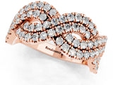 Rose gold Pavé Round Moissanite Infinity Twist Band with Shared Prong Setting_7