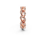 Rose gold Pavé Round Moissanite Interlocking Eternity Band with Bezel Prong Setting_8
