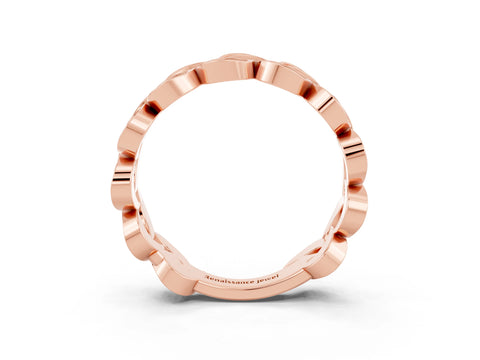 Rose gold Pavé Round Moissanite Interlocking Eternity Band with Bezel Prong Setting_9