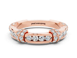 Rose gold Pavé Round Moissanite Link Band with Bezel Setting_30