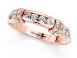 Rose gold Pavé Round Moissanite Link Band with Bezel Setting_31