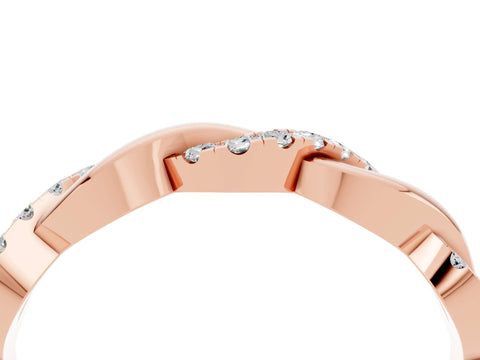 Rose gold Pavé Round Moissanite Twist Eternity Band with Shared Prong Setting_10