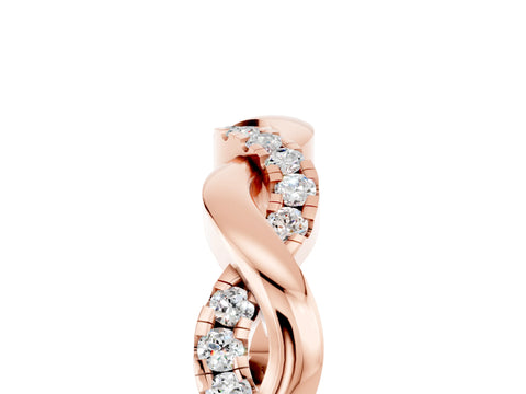 Rose gold Pavé Round Moissanite Twist Eternity Band with Shared Prong Setting_11