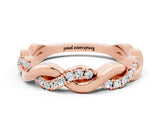 Rose gold Pavé Round Moissanite Twist Eternity Band with Shared Prong Setting_18