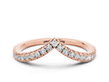 Rose gold Pavé Round Moissanite V-Shaped Chevron Band with Shared Prong Setting_6