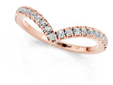 Rose gold Pavé Round Moissanite V-Shaped Chevron Band with Shared Prong Setting_7