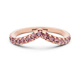 Rose gold Pavé Round Morganite Chevron Band with Shared Prong Setting_6