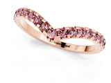 Rose gold Pavé Round Morganite Chevron Band with Shared Prong Setting_7