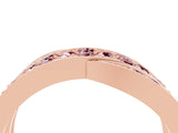 Rose gold Pavé Round Morganite Crossover Band with Bead Prong Setting_10