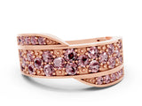 Rose gold Pavé Round Morganite Crossover Band with Bead Prong Setting_6
