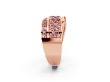 Rose gold Pavé Round Morganite Crossover Band with Bead Prong Setting_8