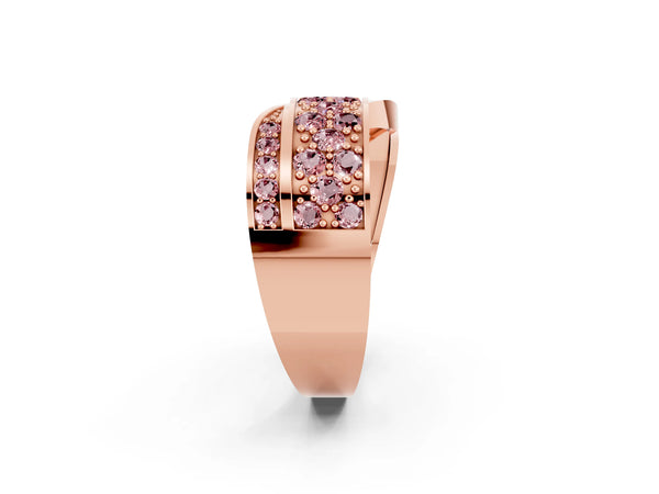 Rose gold Pavé Round Morganite Crossover Band with Bead Prong Setting