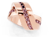 Rose gold Pavé Round Morganite Crossover Band with Channel Setting_7