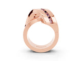 Rose gold Pavé Round Morganite Crossover Band with Channel Setting_9