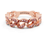 Rose gold Pavé Round Morganite Interlocking Eternity Band with Bezel Prong Setting_6
