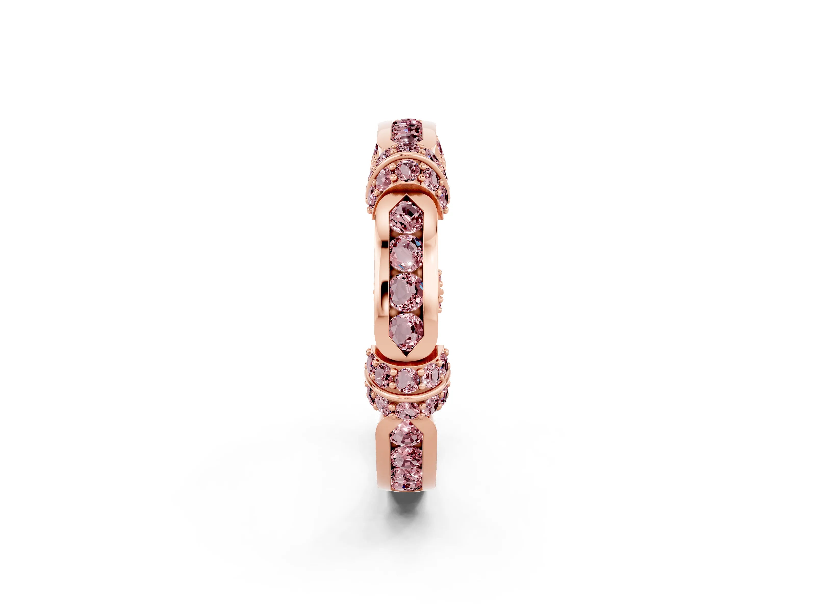 Rose gold Pavé Round Morganite Link Band with Bezel Setting_32