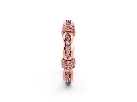 Rose gold Pavé Round Morganite Link Band with Bezel Setting_32