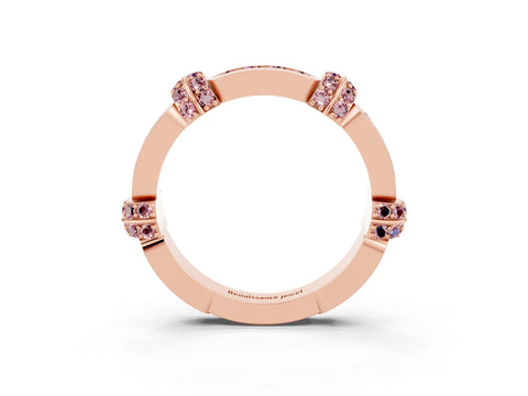 Rose gold Pavé Round Morganite Link Band with Bezel Setting_33