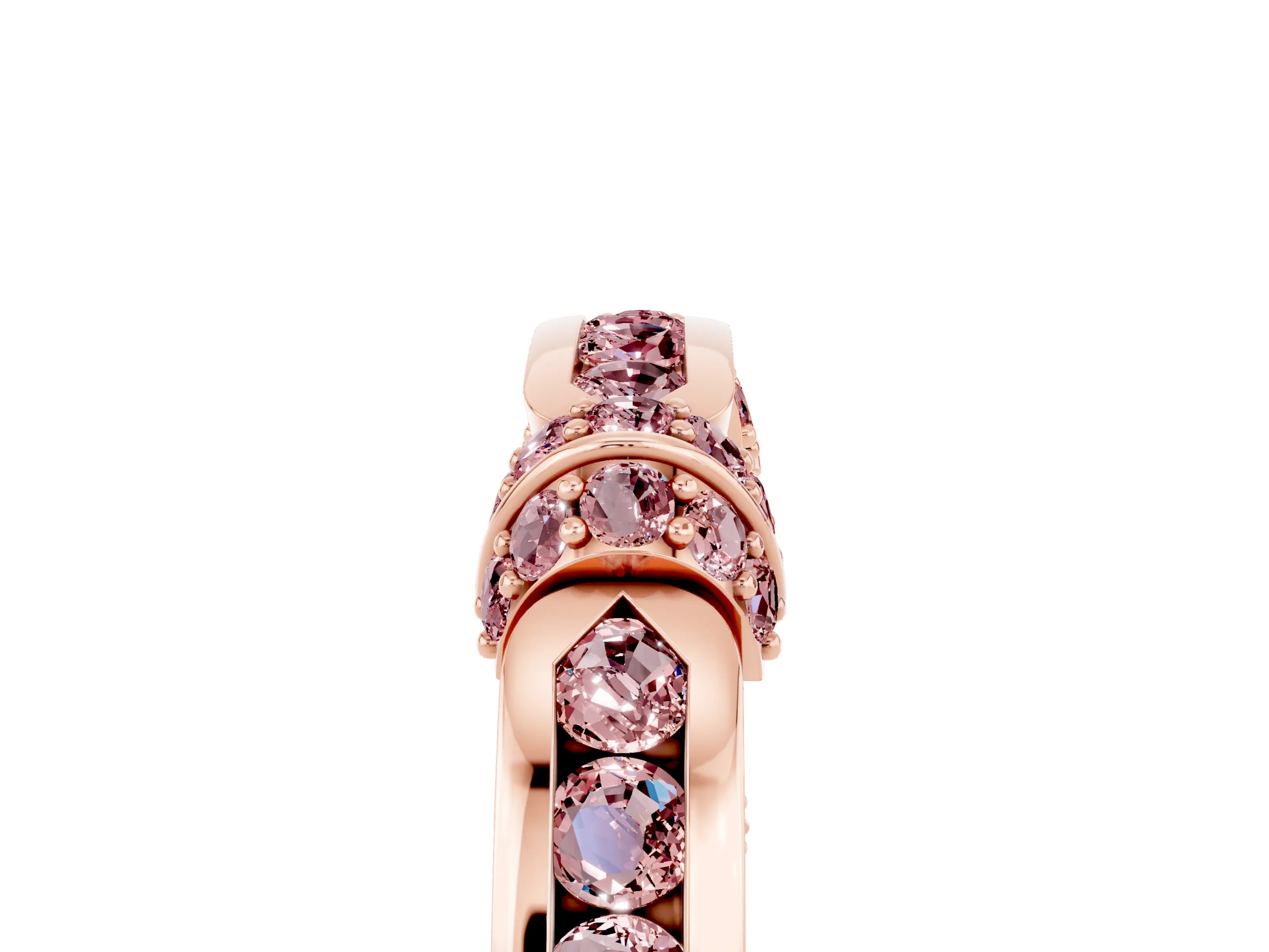 Rose gold Pavé Round Morganite Link Band with Bezel Setting_35