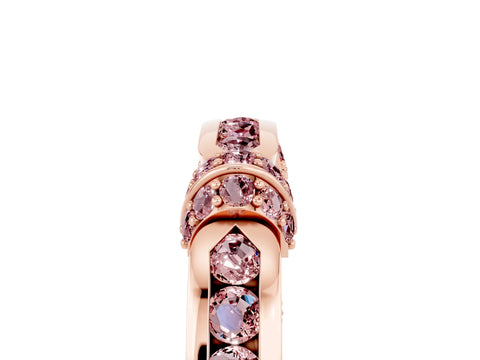 Rose gold Pavé Round Morganite Link Band with Bezel Setting_35