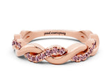 Rose gold Pavé Round Morganite Twist Eternity Band with Shared Prong Setting_30