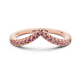Rose gold Pavé Round Morganite V-Shaped Chevron Band with Shared Prong Setting_6