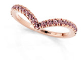Rose gold Pavé Round Morganite V-Shaped Chevron Band with Shared Prong Setting_7