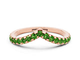 Rose gold Pavé Round Peridot Chevron Band with Shared Prong Setting_6
