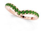 Rose gold Pavé Round Peridot Chevron Band with Shared Prong Setting_7