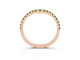 Rose gold Pavé Round Peridot Chevron Band with Shared Prong Setting_9